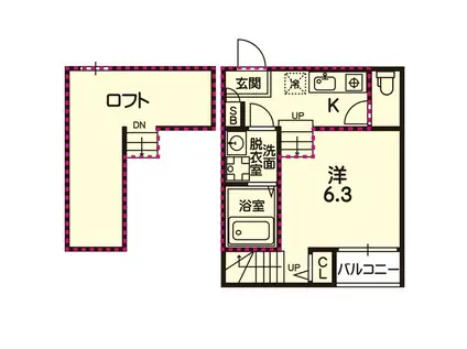 ステラ熊本ノースIV(1K/2階)の間取り写真