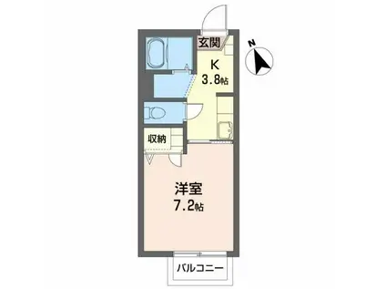 アラバスタ金剛(1K/1階)の間取り写真