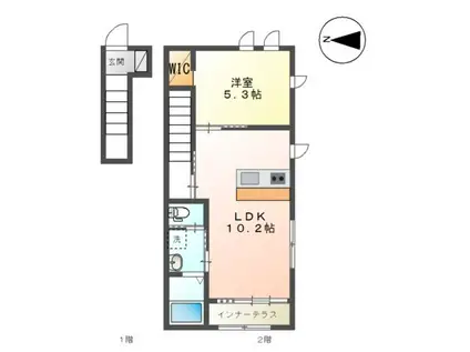 シルバーフォックス(1LDK/2階)の間取り写真