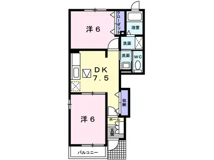 サンライズパイン(2DK/1階)の間取り写真