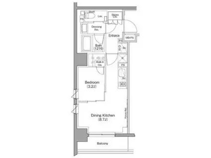 ザ・パークハビオ西横浜(1DK/6階)の間取り写真