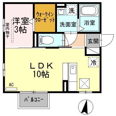 クロスレットA(1LDK/1階)の間取り写真