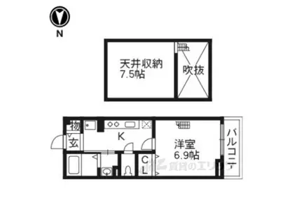 メゾンジェルメ(1K/2階)の間取り写真