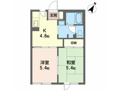 グリーンバレー B(2K/1階)の間取り写真