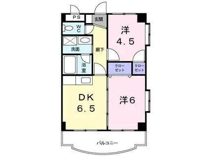 ローズガーデン(2DK/3階)の間取り写真