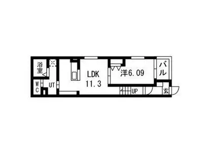 リヴェール元中野II(1LDK/2階)の間取り写真