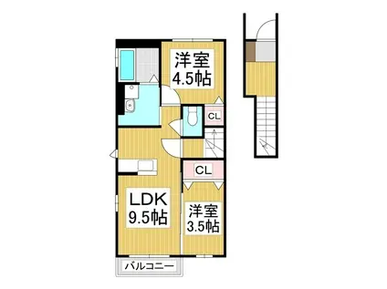 WITH HEIM SUNFLOWER(2LDK/2階)の間取り写真
