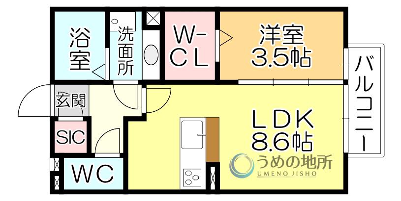 ルーチェ・チアラ(1LDK/1階)の間取り写真