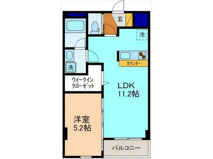 サンシェスタ若宮(1LDK/3階)の間取り写真