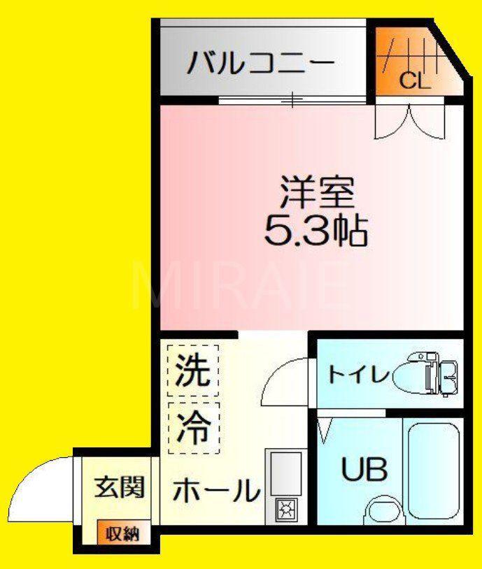 イーリスコート片瀬江ノ島(ワンルーム/2階)の間取り写真