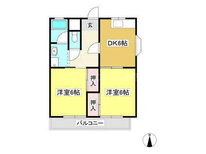 サンヒルズイシグロ(2DK/1階)の間取り写真