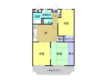 シャトーレK&T(3DK/2階)の間取り写真