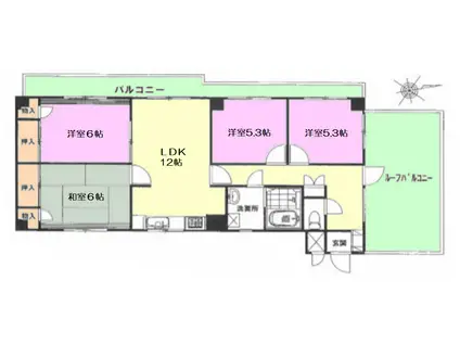 ビレッジハウス安古市 4号棟(2K/3階)の間取り写真