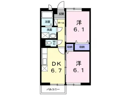 レーゲンボーグII(1LDK/1階)の間取り写真