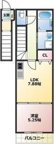 AVANTI(1LDK/2階)の間取り写真