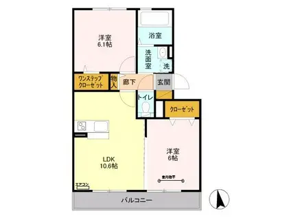 レイクガーデン(2LDK/3階)の間取り写真