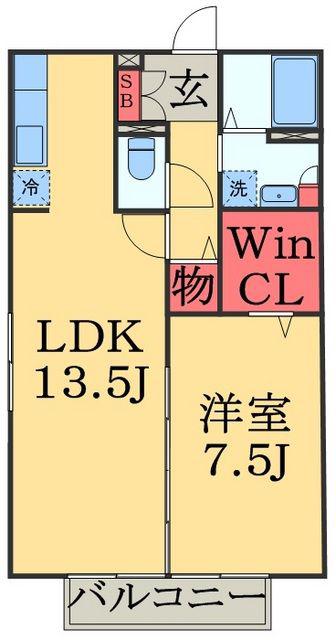 グリーンコート貝塚3号館(1LDK/2階)の間取り写真