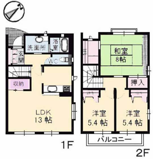 グランバリエ己斐B棟(3LDK/1階)の間取り写真