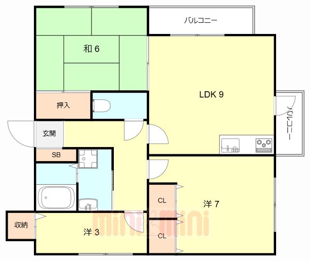 ロイヤルハイツ歌園II(3LDK/2階)の間取り写真