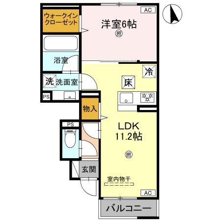 アンクレール(1LDK/1階)の間取り写真