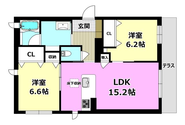 シャーメゾン ハル 水尾(2LDK/1階)の間取り写真
