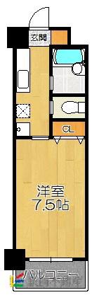 パシフィック佐賀II(1K/7階)の間取り写真