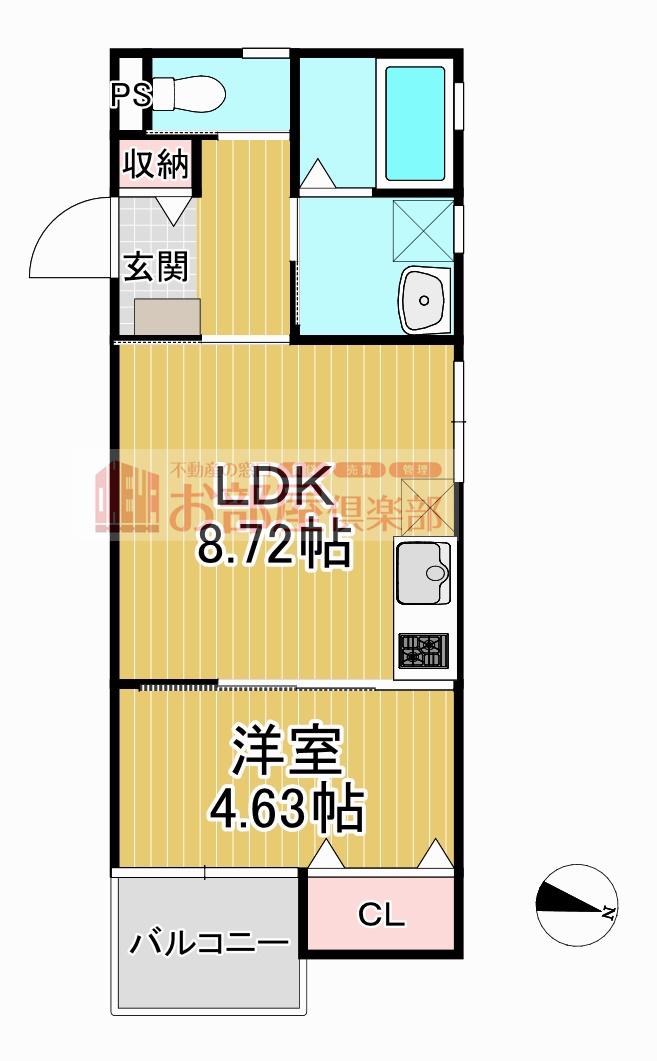 T-REGNO野伏間 B棟(1LDK/2階)の間取り写真