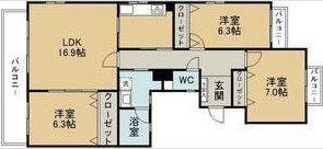 NOIE八幡(3LDK/3階)の間取り写真