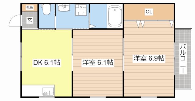 ふくらの森ハイツ(2DK/2階)の間取り写真