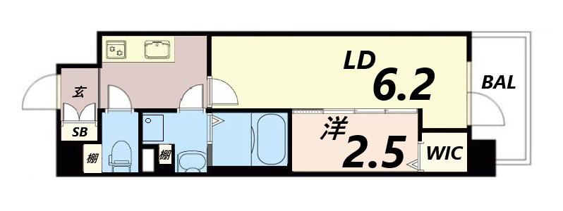 アルティザ姫路(1DK/3階)の間取り写真