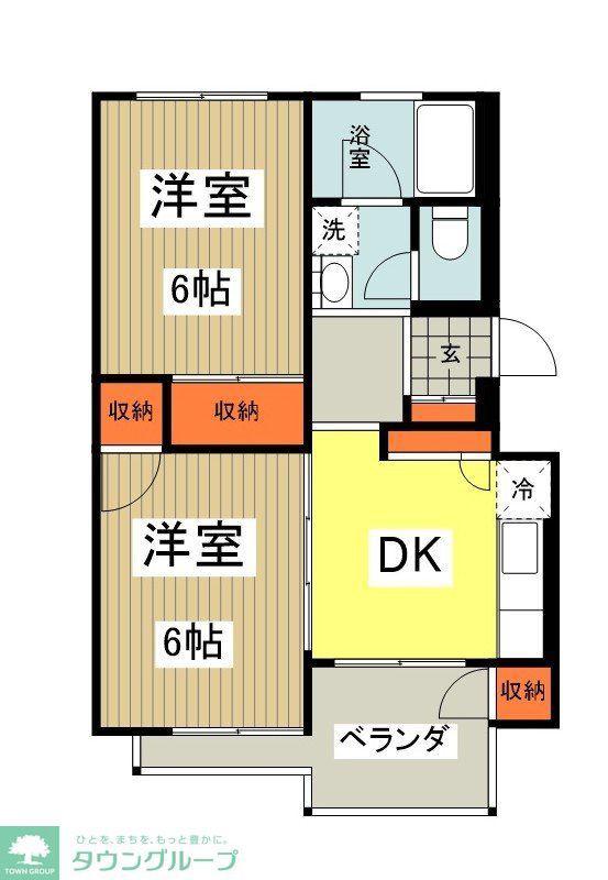 エレガントマンション(2DK/1階)の間取り写真