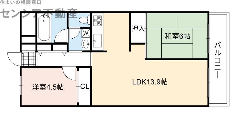 ネオコーポ大阪城公園2(2LDK/3階)の間取り写真