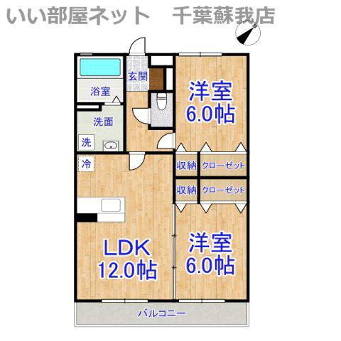 バニュルスIV(2LDK/3階)の間取り写真