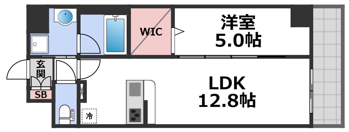 ベルンガーデン勝山北(1LDK/5階)の間取り写真