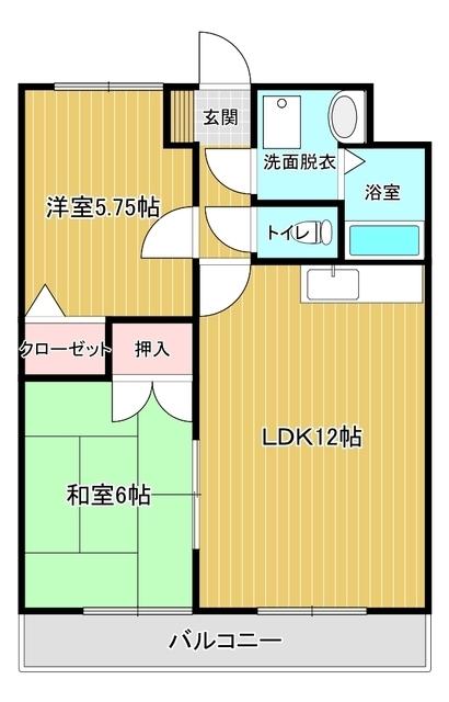 ケイムB(2LDK/3階)の間取り写真