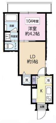 YS中野本町(1LDK/1階)の間取り写真