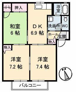 サンヒルズ府中(3DK/2階)の間取り写真
