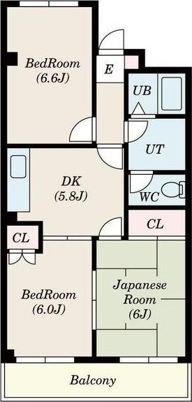 エクシードC(2LDK/1階)の間取り写真