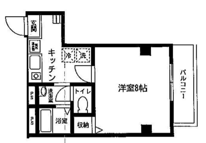 YS FLAT入谷(1K/3階)の間取り写真