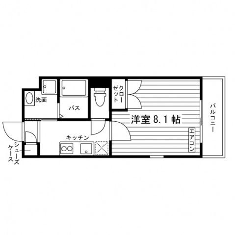 ベルヴィル大蔵(1K/2階)の間取り写真