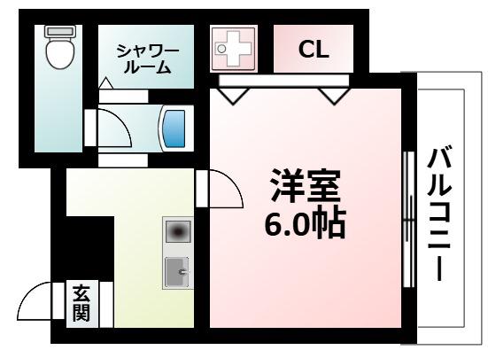 グランドステージ江坂(1K/6階)の間取り写真
