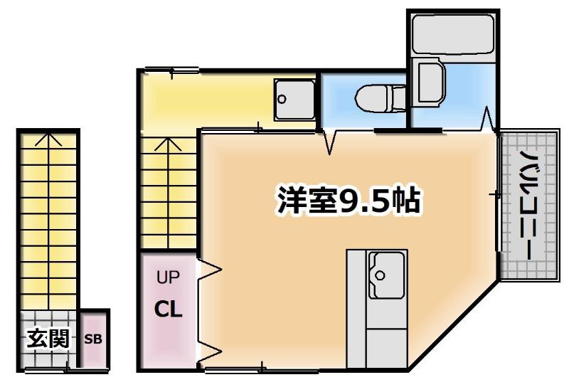 徳江ハイツ(ワンルーム/2階)の間取り写真
