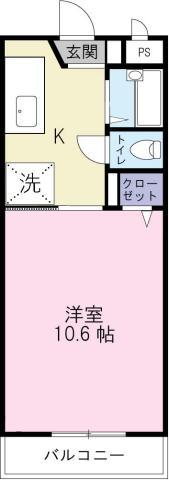 ハッピールーツ沖浜(1K/3階)の間取り写真
