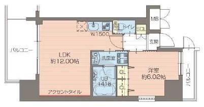 プレジオ江坂ROUGE(1LDK/9階)の間取り写真