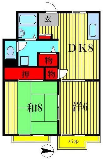 ドエル立石(2DK/3階)の間取り写真