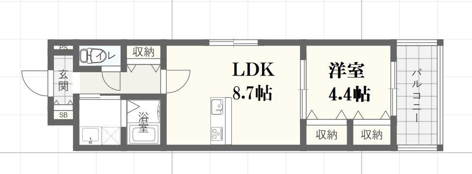 MISTRAL龍野町(1LDK/1階)の間取り写真
