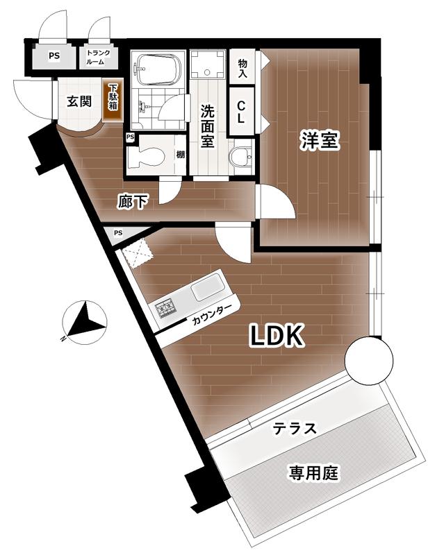 コスモ塚口南I(1LDK/1階)の間取り写真