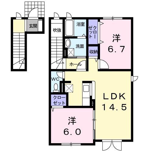 SANANDO(2LDK/2階)の間取り写真