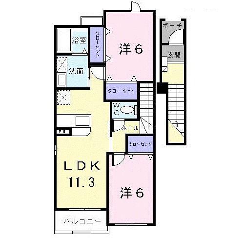 カーサセレノA(2LDK/2階)の間取り写真