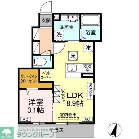 レモンアイ(1LDK/1階)の間取り写真